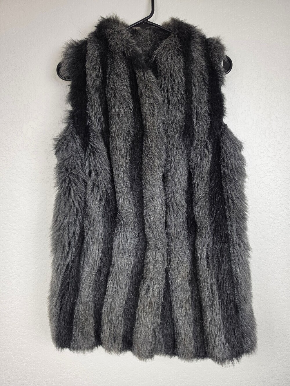 Vintage Candace Originals Gray Black Fur Vest Made in USA